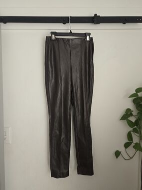Babaton Faux Leather Slim Pants - Brown